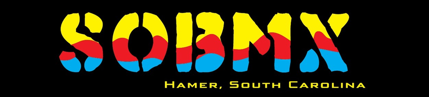 Colorful text graphic with large yellow, red, and blue stylized letters on a black background, with smaller yellow letters below partially visible.