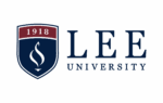 Lee University logo with a shield on the left and the words "Lee University" in blue text on a dark background.