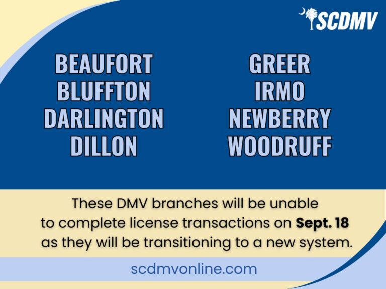 License Transactions Will Not Be Available At Dillon SCDMV Branch, Others On September 18th