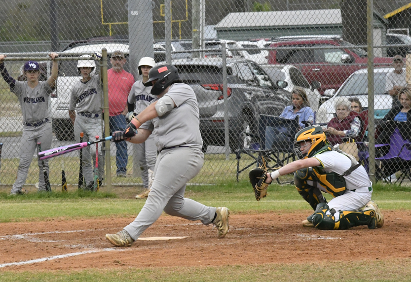 West Bladen's #17 drives one between short and third for a double