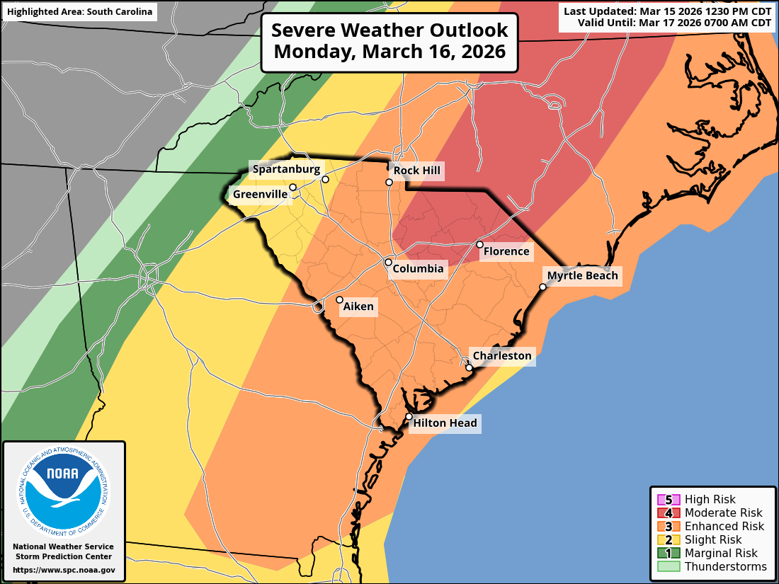 Severe weather outlook map