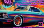 Colorful flyer with a classic car, promoting a “Prom Night” red-carpet event on April 3 at Festival Marketplace, with music, photo ops, and custom snacks.