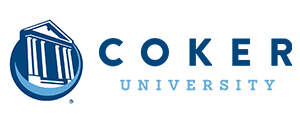Coker University logo featuring a blue columned building icon with the words “Coker University” in blue text on a white background.