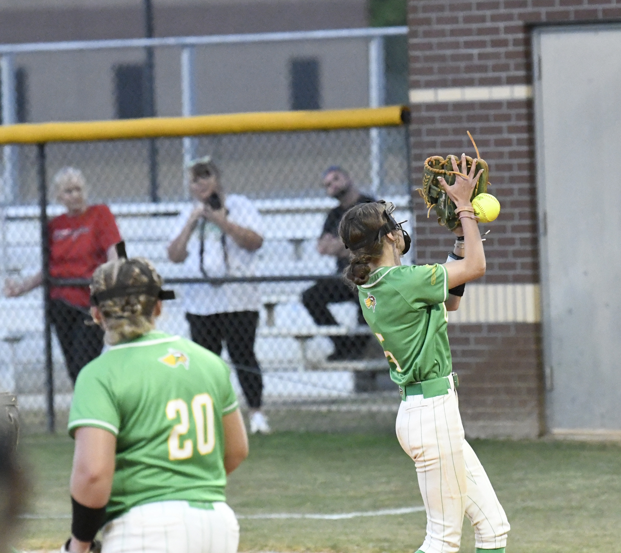 Alyssa Lee hits a high chopper to third