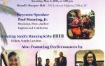 Invitation flyer for Harnethea B. Manning 15th Annual Scholarship Fund Musical on May 2, 2026, in Dillon, SC, featuring speakers and performers, with scholarship donations accepted.