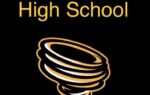 Fairmont High School text above a gold and black tornado graphic on a black background.
