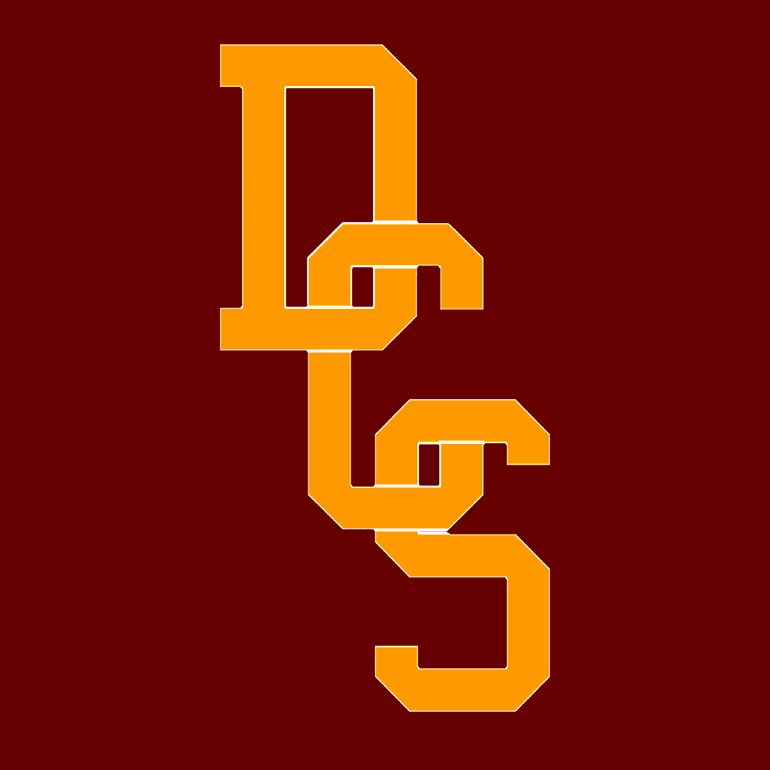 Yellow interlocking letters "DCS" on a maroon background.