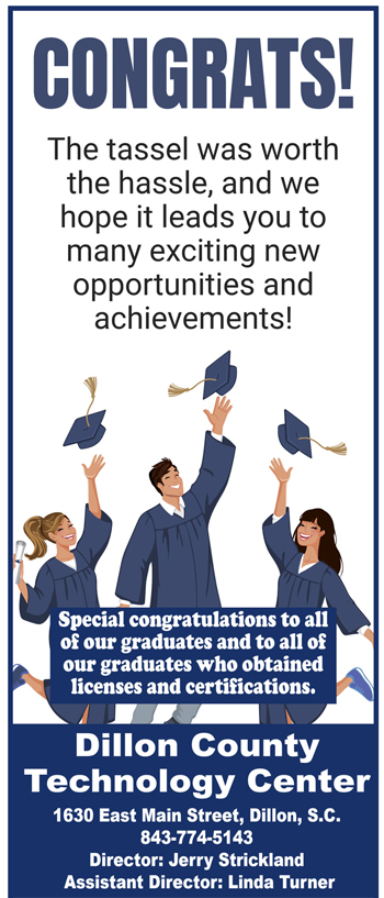 Three graduates in caps and gowns toss their caps in the air, celebrating, with congratulatory text about new opportunities and achievements above and below the image.