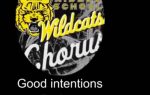 School logo with a wildcat, text reads "Middle School Wildcats Chorus." Below, "Good intentions Project" is written on a black background.
