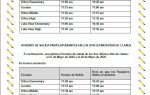 Closing schedule for students’ last two days, with dismissal and bus pickup times for multiple schools, in English and Spanish. Pencil border decorates the page.