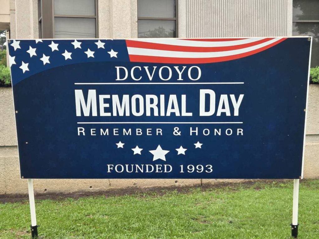 Memorial Day banner in dark blue, red, and s
White