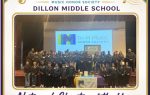 Group photo of Dillon Middle School Tri-M Music Honor Society, celebrating National Chapter of the Year for 2024-2025 and 2025-2026.