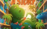Cartoon dinosaurs in a jungle-themed library with bookshelves, plants, and the words “Unearth A Story” in bold green and orange letters at the top.