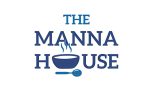 Logo with text "The Manna House," featuring a steaming bowl and spoon as part of the design, on a white background.