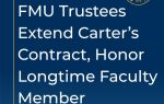 FMU Trustees extend Carter’s contract and honor a longtime faculty member, with university seal in the upper right corner.