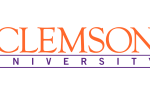 Clemson University logo with "CLEMSON" in large orange letters above "UNIVERSITY" in purple text, separated by a purple line.