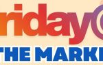Banner with text: "firstfriday@FM LIVE AT THE MARKETPLACE" in colorful letters on a light background.