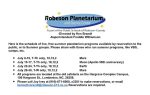 Robeson Planetarium summer program schedule with dates, topics (Mars, Moon, Earth), location, and contact information for reservations, directed by Ken Brandt.
