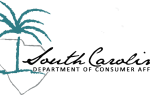 Logo with a palmetto tree over South Carolina outline and text reading "South Carolina Department of Consumer Affairs."